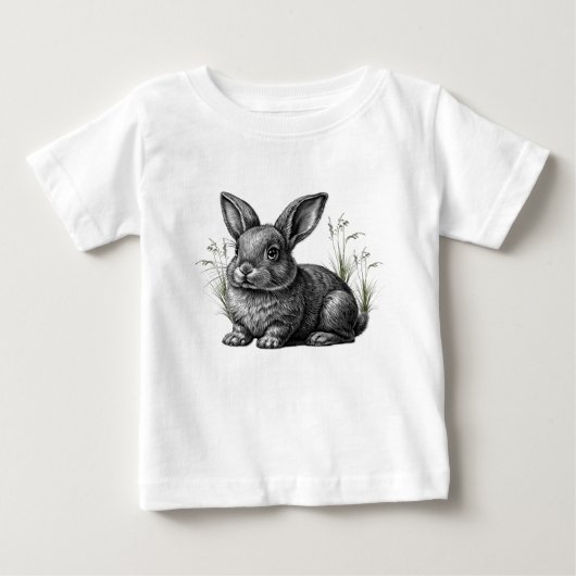 かわいいグレーウサギ ベビーTシャツ (正面)