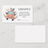 かわいいグレーウルフベビーシャワーおむつラッフル エンクロージャーカード (正面/裏面)