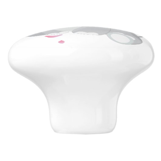 かわいいグレーエレファントピンク日本のさくらんぼ セラミックノブ (側面)