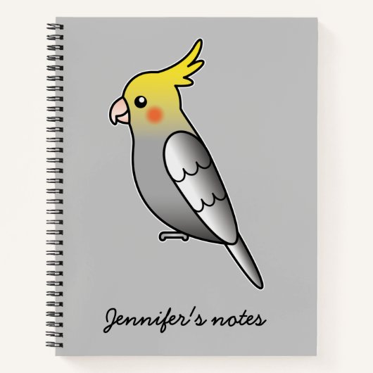 かわいいグレーオカメインコのキャラクターイラスト ノートブック (正面)