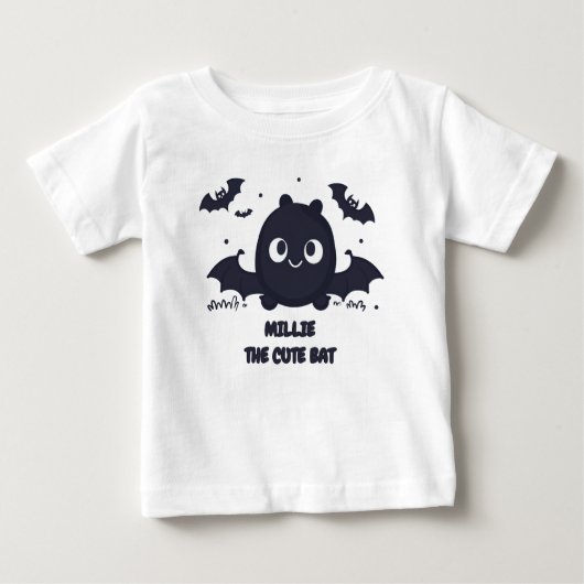 かわいいグレーコウモリ ベビーTシャツ (正面)