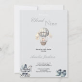 かわいいグレーシンプルの少年のバビシャワーの招待 招待状 (正面)