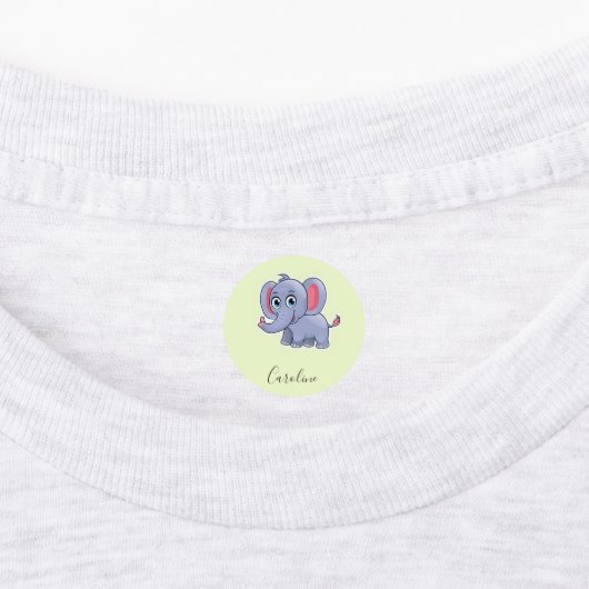かわいいグレーゾウ グリーン ラベル (貼付)