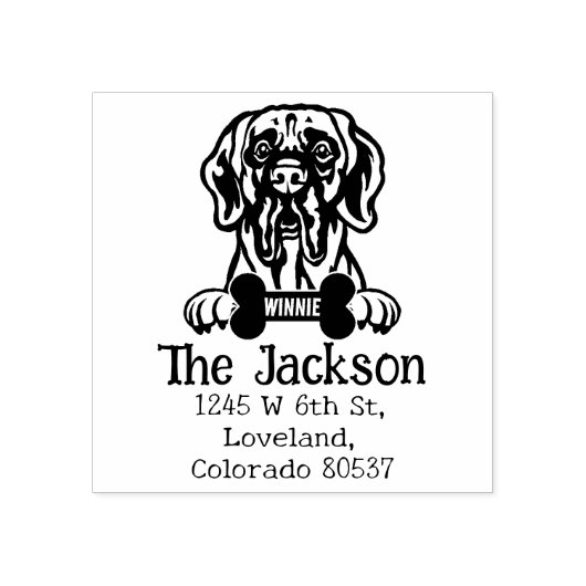 かわいいグレートダネドッグ差出人住所 ラバースタンプ (インプリント)