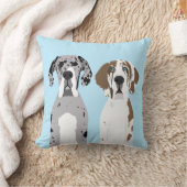 かわいいグレートデーンドッグズブルー クッション (ブランケット)