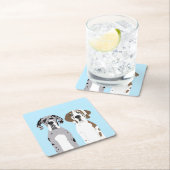 かわいいグレートデーンドッグズブルー スクエアペーパーコースター (インサイチュ)