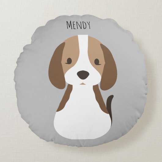 かわいいグレードッグパターンベビー ラウンドクッション (正面)