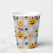 かわいいグレーハロウィーンパターン 紙コップ (裏面)