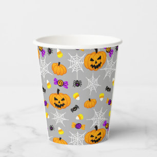 かわいいグレーハロウィーンパターン 紙コップ