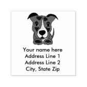 かわいいグレーピットブルパピーアドレススタンプ セルフインキングスタンプ (デザイン)