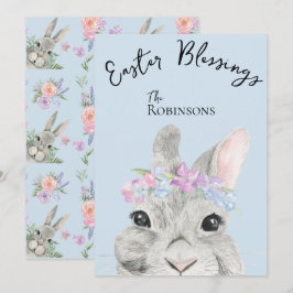 かわいいグレーラビットピンクのフローラクラウンイースター