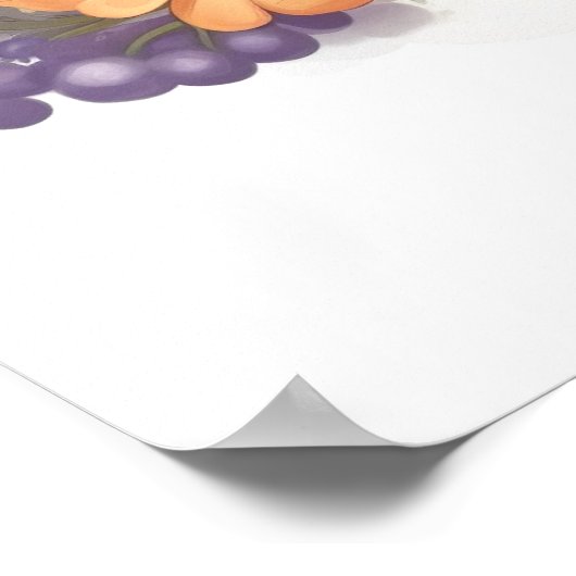 かわいいグレー子猫と花かわいいチビ（小さくかわいく書いた感じ） ポスター (角)