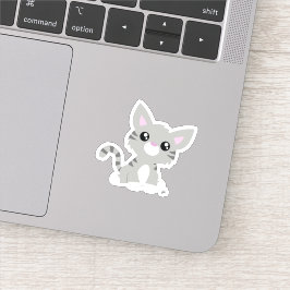 かわいいグレー子猫のカスタムカットビニールステッカー シール