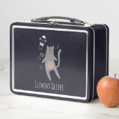 かわいいグレー宇宙飛行士キャット名前をカスタムする メタルランチボックス (インサイチュ)