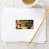 かわいいグレー犬の赤いギフトボックスカラフルカスタムフェスティバル ラベル (インサイチュ)