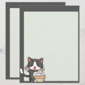 かわいいグレー猫とカップケーキの紙シート (正面/裏面)