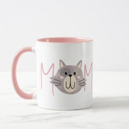 かわいいグレー猫のお母さん ブラッシュ・マザーズデー マグカップ