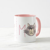 かわいいグレー猫のお母さん ブラッシュ・マザーズデー マグカップ (正面右)