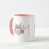 かわいいグレー猫のお母さん ブラッシュ・マザーズデー マグカップ (正面左)