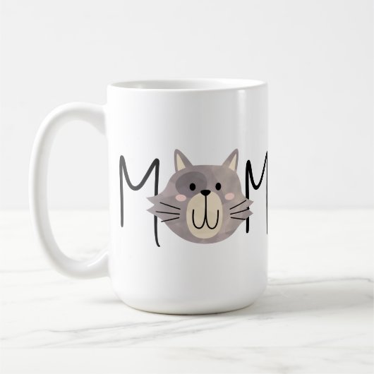 かわいいグレー猫のお母さん 母の日ギフト コーヒーマグカップ (左)