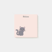 かわいいグレー猫のピンク付箋 ポストイット (正面)