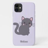 かわいいグレー猫の紫スマホケース Case-Mate iPhoneケース (裏面)