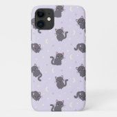 かわいいグレー猫の紫色のスマホケース Case-Mate iPhoneケース (裏面)