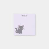 かわいいグレー猫の紫色の付箋 ポストイット (正面)
