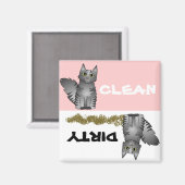 かわいいグレー猫クリーン汚れ食洗機磁石 マグネット (正面/裏面)