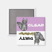 かわいいグレー猫クリーン汚れ食洗機磁石 マグネット (正面/裏面)