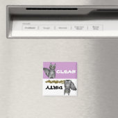 かわいいグレー猫クリーン汚れ食洗機磁石 マグネット (インサイチュ (食洗機))