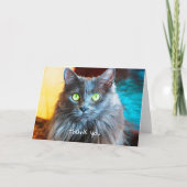 かわいいグレー猫シンプルタイポグラフィ甘い サンキューカード (正面)