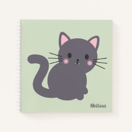 かわいいグレー猫セージグリーンのオーダーメイドノート ノートブック