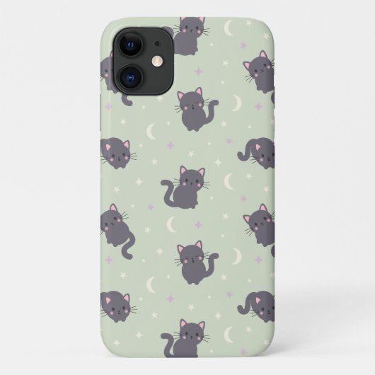 かわいいグレー猫セージグリーンのスマホケース Case-Mate iPhoneケース (裏面)