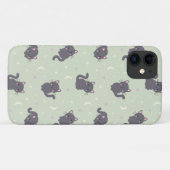 かわいいグレー猫セージグリーンのスマホケース Case-Mate iPhoneケース (裏面(横))