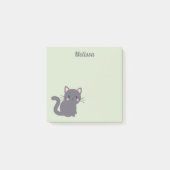 かわいいグレー猫セージ色付箋 ポストイット (正面)