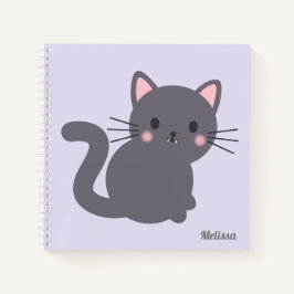 かわいいグレー猫パープル オーダーメイドノート ノートブック