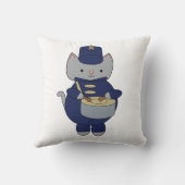 かわいいグレー猫マーチングバンドドラマー音楽 クッション (裏面)
