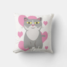 かわいいグレー猫ラブ カートゥーン ファン ペット デザイン