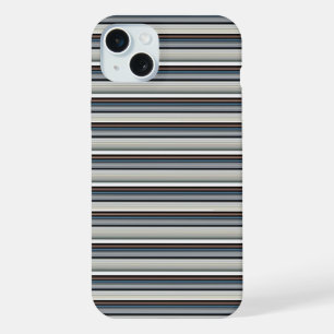 かわいいグレー白ストライプ iPhone 15 PLUSケース