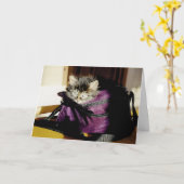 かわいいグレー考えの子猫の財布カスタム カード (黄色い花)