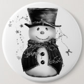 かわいいグレー雪だるまクリスマスボタン 缶バッジ (正面)