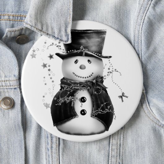 かわいいグレー雪だるまクリスマスボタン 缶バッジ (インサイチュ)