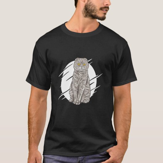 かわいいグレー スコティッシュフォールド Tシャツ (正面)