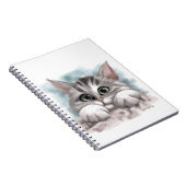 かわいいグレー+タビー子猫のキャラクター ノートブック (右側)