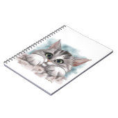かわいいグレー+タビー子猫のキャラクター ノートブック (左側)