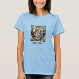 かわいいグレー+タビー+ステンドグラス Tシャツ