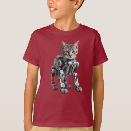 かわいいグレー+タビー+ロボット キッズTシャツ Tシャツ