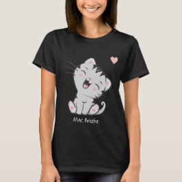 かわいいグレー タビー 子猫とハート Tシャツ