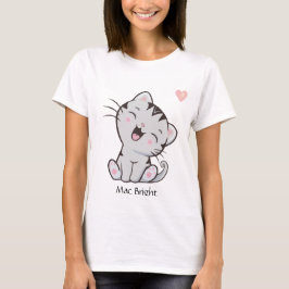 かわいいグレー+タビー+子猫+ハート Tシャツ